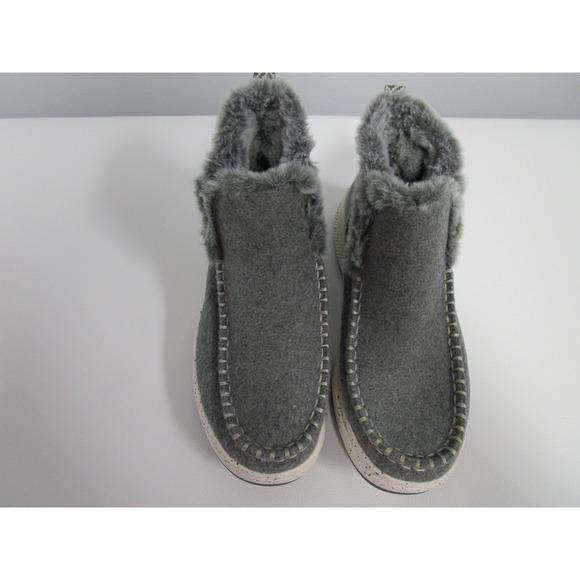 BOBS from Skechers Women's Gray Felt Furry Ankle Boots Comfort Casual Shoes - Picture 1 of 6